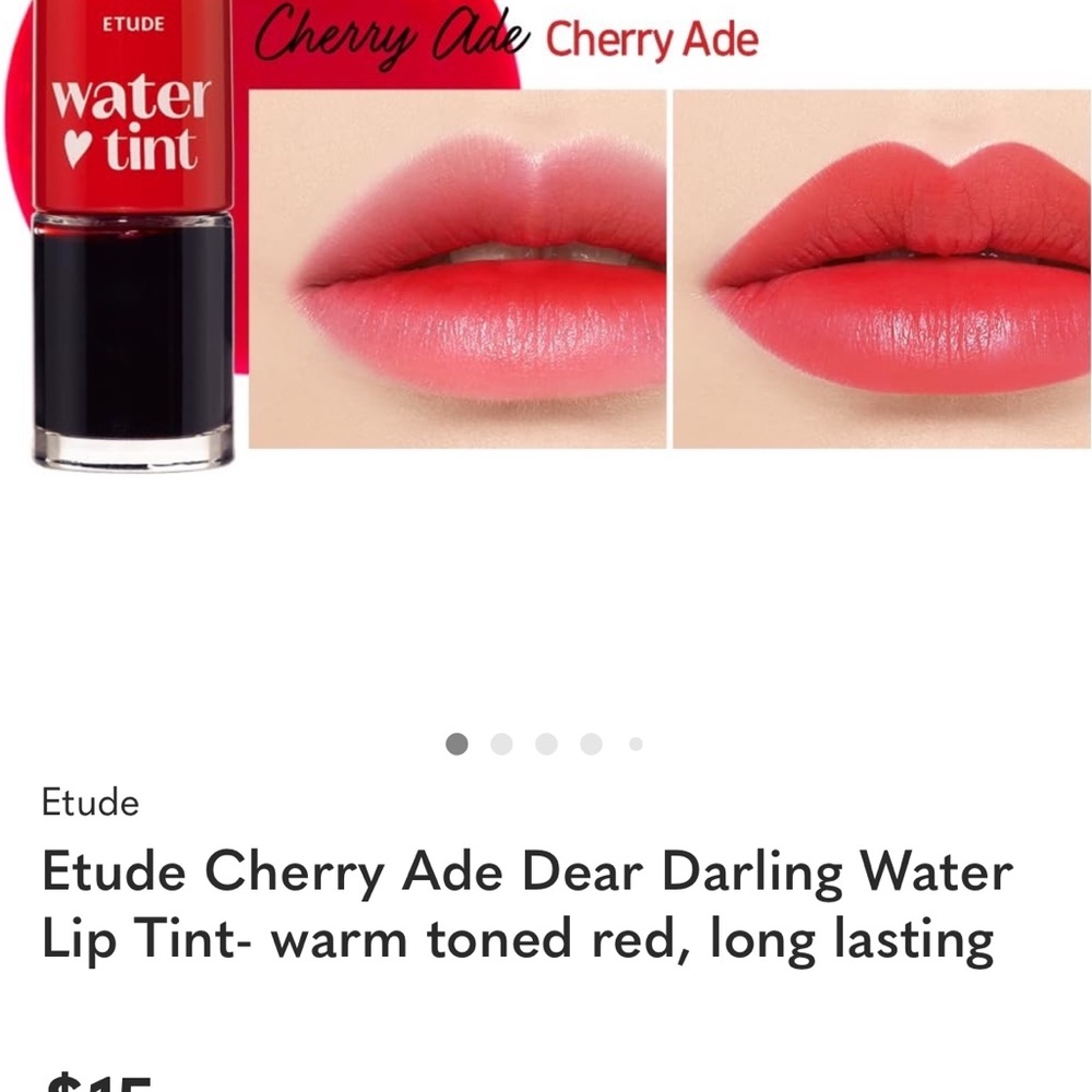 K beauty Etude Dear Darling Kissproof Water Lip Tint in Cherry Ade - Picture 5 of 8